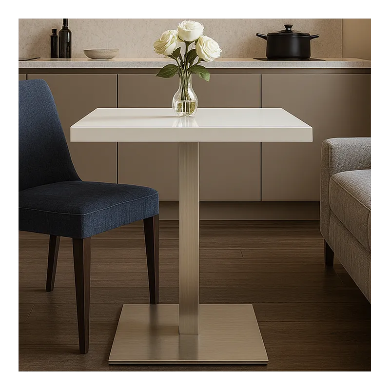 Table à manger MOX QUADRO / Acier inoxydable – Blanc brillant