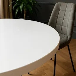 Table à manger MOX RONDO / Acier inoxydable – Blanc brillant