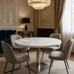 Table à manger MOX RONDO / Acier inoxydable – Blanc brillant