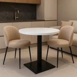 Table à manger MOX RONDO / Noir – Blanc brillant