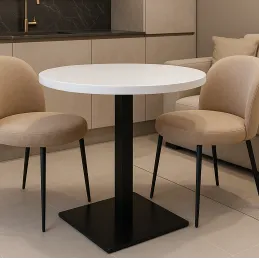 Table à manger MOX RONDO / Noir – Blanc brillant