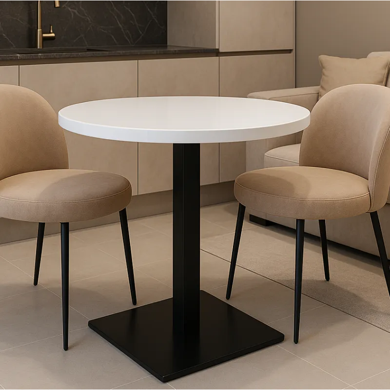 Table à manger MOX RONDO / Noir – Blanc brillant