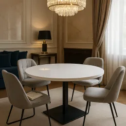 Table à manger MOX RONDO / Noir – Blanc brillant