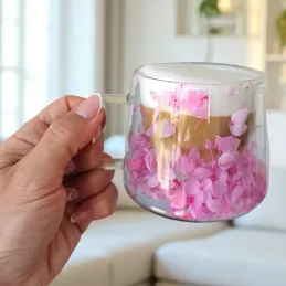 Tasse isotherme à fleurs pour boissons FLOWER GLASS 180 ml / Violet clair