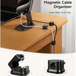 Set de 12 supports magnétiques pour câbles / Noir mat