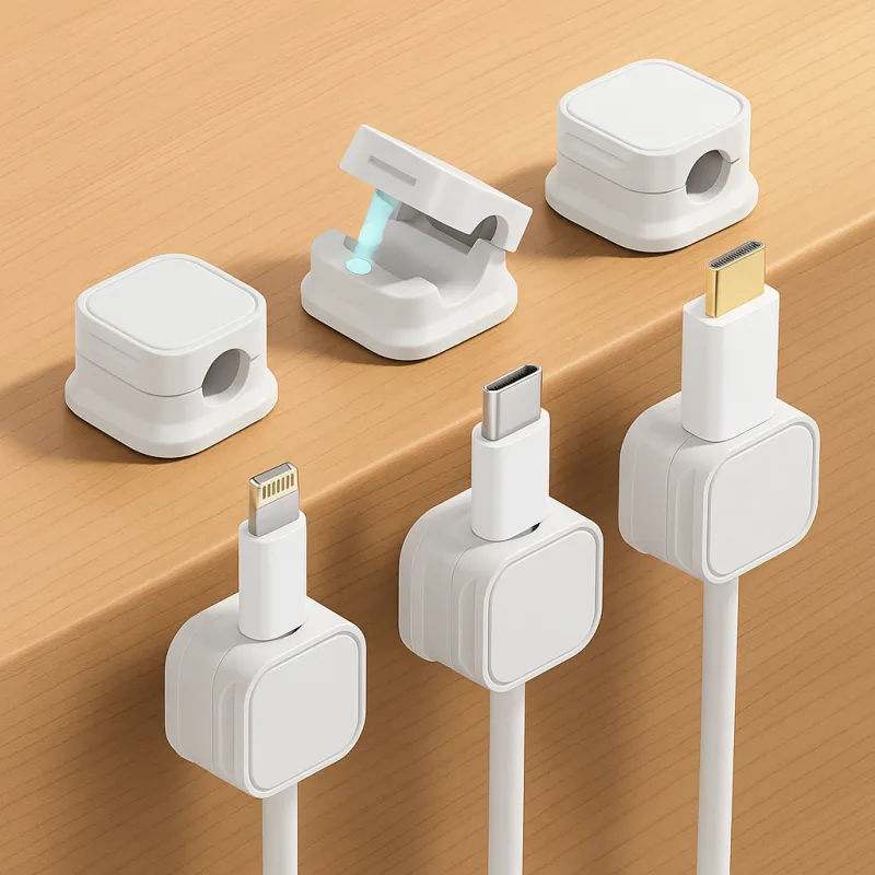 Lot de 12 supports magnétiques pour câbles / Blanc mat