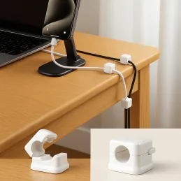 Lot de 12 supports magnétiques pour câbles / Blanc mat