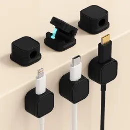 Set de 12 supports magnétiques pour câbles / Noir mat