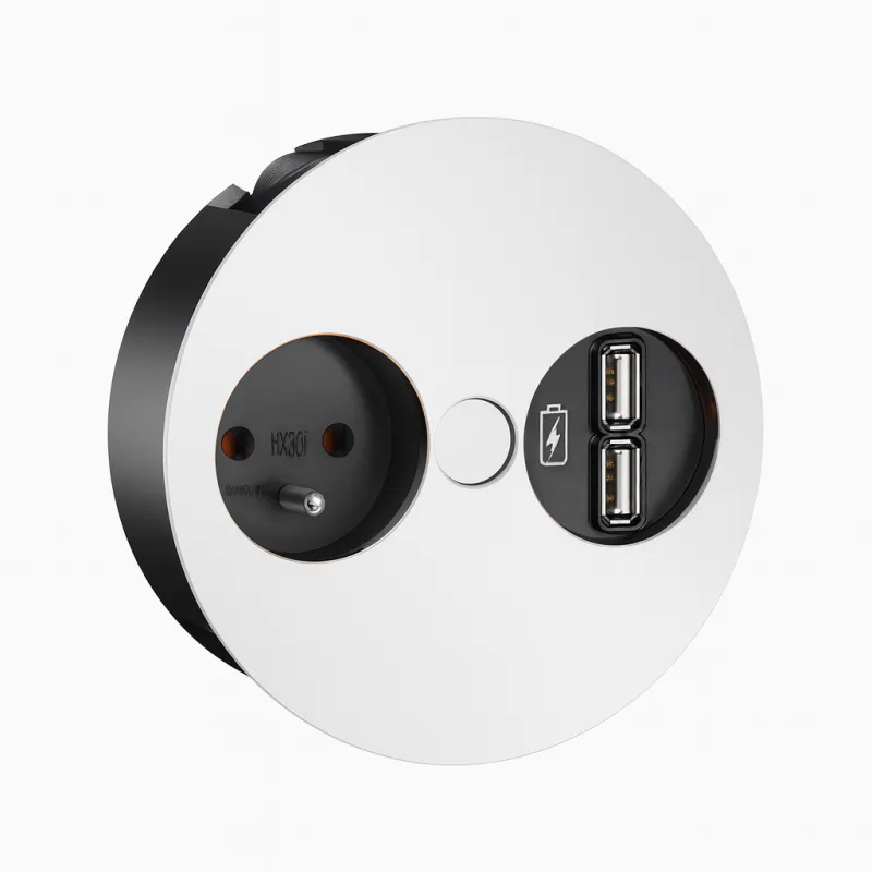 Prise électrique Twister + USB / Blanche