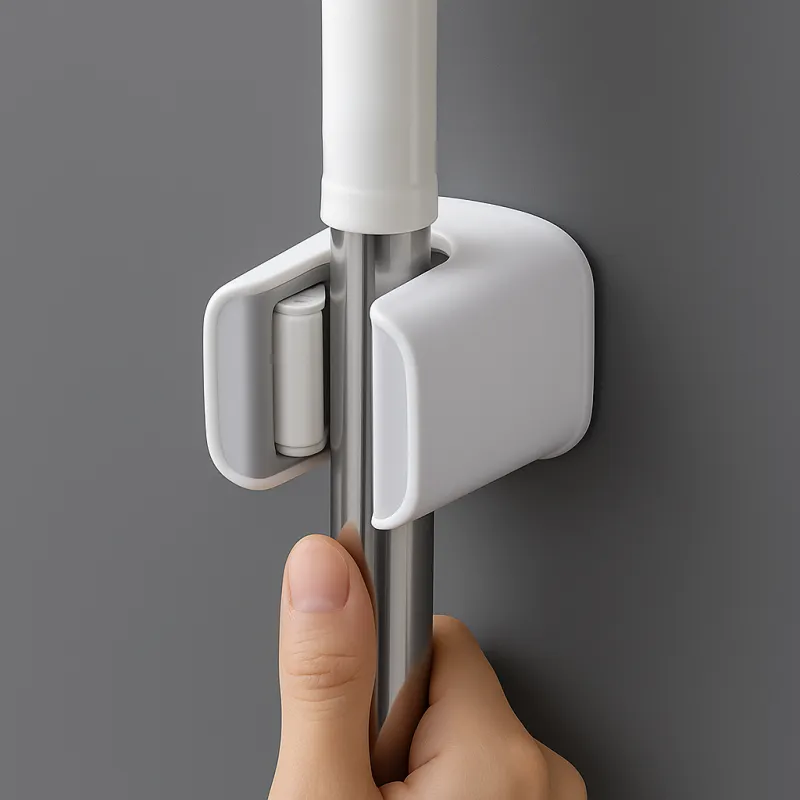 Porte-balai ou porte-serpillère autocollant LOLA / Blanc