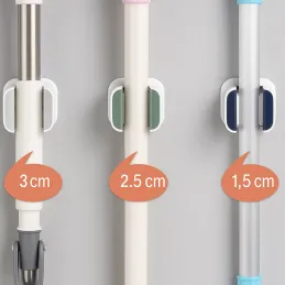 Porte-balai ou porte-serpillère autocollant LOLA / Blanc