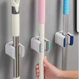 Porte-balai ou porte-serpillère autocollant LOLA / Blanc