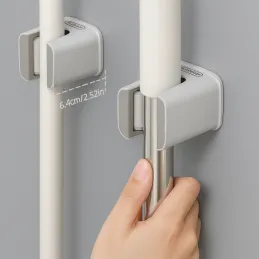 Porte-balai ou porte-serpillère autocollant LOLA / Blanc
