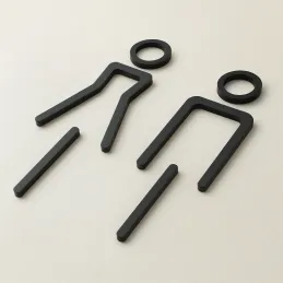 Set 2 pictogrammes WC hommes + femmes / Noir mat