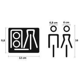 Set 2 pictogrammes WC hommes + femmes / Noir mat