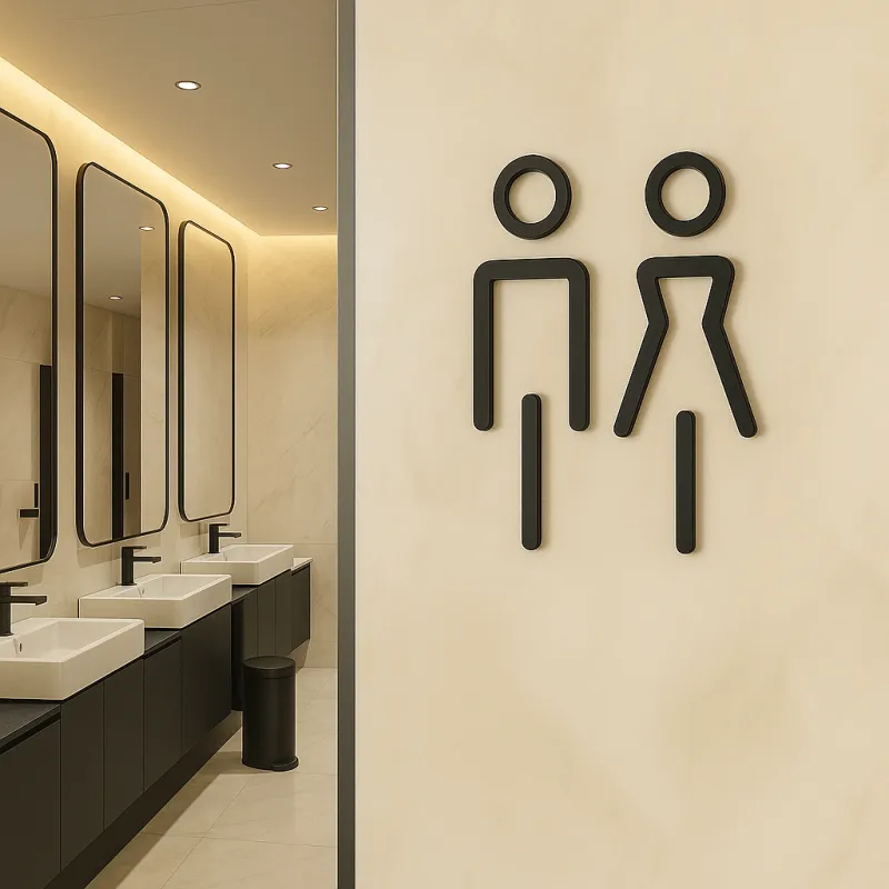 Set 2 pictogrammes WC hommes + femmes / Noir mat