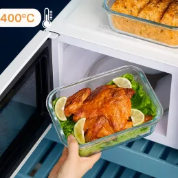 Boîte alimentaire en verre GENIUS 1,04 L avec couvercle / Transparente