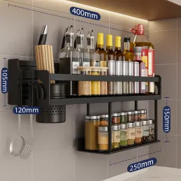 Étagère de cuisine suspendue XENIA 400 mm / Noir mat