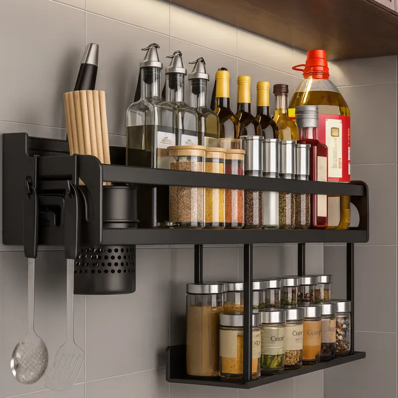 Étagère de cuisine suspendue XENIA 400 mm / Noir mat