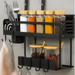 Étagère de cuisine suspendue XENIA 400 mm / Noir mat