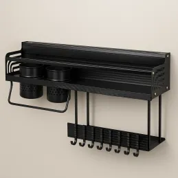 Étagère de cuisine suspendue XENIA 600 mm / Noir mat