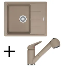 Ensemble G55 Franke évier en céramique BFG 611-62 + robinet FC 9547 / douchette / cachemire