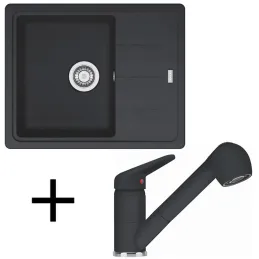 Ensemble G55 Franke BFG 611-62 en céramique + robinet FC 9547 / Douchette / Onyx