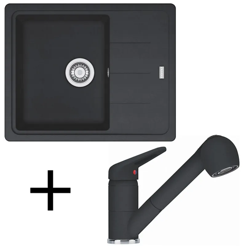 Ensemble G55 Franke BFG 611-62 en céramique + robinet FC 9547 / Douchette / Onyx