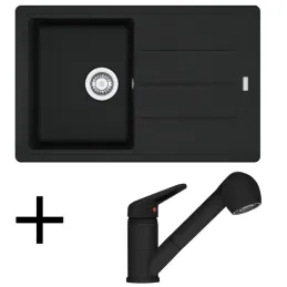 Set G57 Évier en grès Franke BFG 611-78 + Mitigeur FC 9547 / Douchette / Noir mat