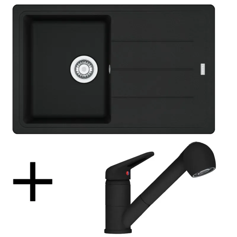 Set G57 Évier en grès Franke BFG 611-78 + Mitigeur FC 9547 / Douchette / Noir mat