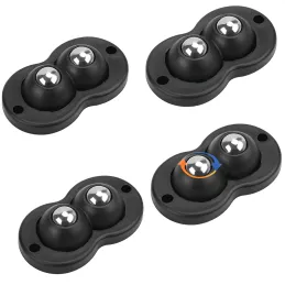 Ensemble de 4 patins glisseurs autocollants pour meubles ROLLER DUO / Noir