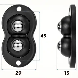 Ensemble de 4 patins glisseurs autocollants pour meubles ROLLER DUO / Noir