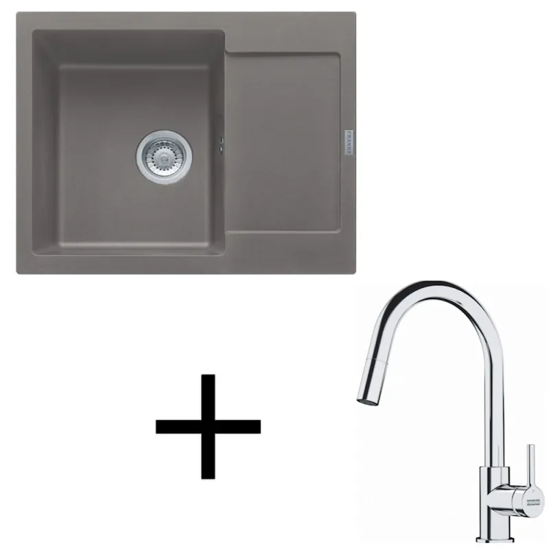 Set G256 Évier en grès Franke MRG 611-62 + Robinet FS 3229 / Gris pierre