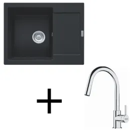 Ensemble G256 Évier en grès Franke MRG 611-62 + Robinet FS 3229 / Noir mat