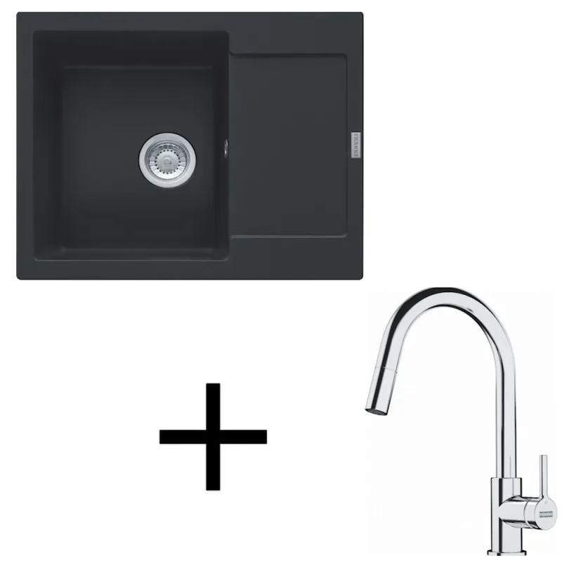 Ensemble G256 Évier en grès Franke MRG 611-62 + Robinet FS 3229 / Noir mat
