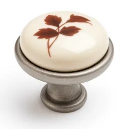 Bouton en porcelaine TOSCANA / nickel patiné avec motif