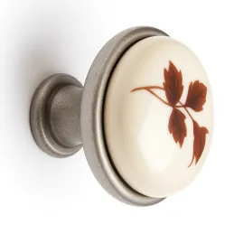 Bouton en porcelaine TOSCANA / nickel patiné avec motif