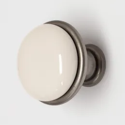 Bouton TOSCANA / nickel patiné - porcelaine