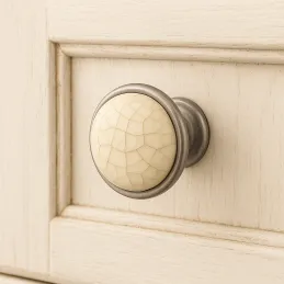 Bouton TOSCANA / nickel patiné – porcelaine craquelée