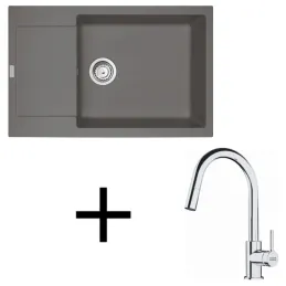 Ensemble G260 Évier en grès Franke MRG 611-78 BB + Robinet FS 3229 / Gris pierre