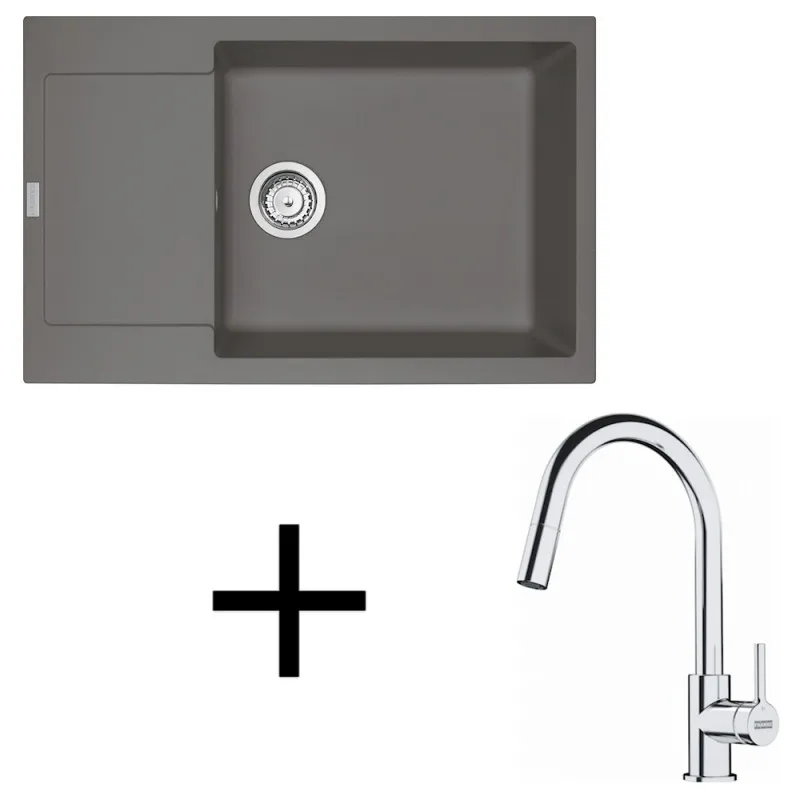 Ensemble G260 Évier en grès Franke MRG 611-78 BB + Robinet FS 3229 / Gris pierre