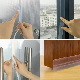 Lot de 2 joints d’étanchéité en silicone transparents pour bas de porte, 1800 mm