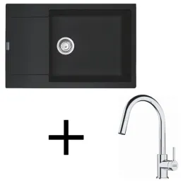 Set G260 Évier en grès Franke MRG 611-78 BB + Robinet FS 3229 / Noir mat