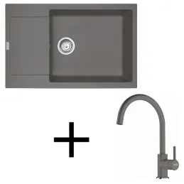 Ensemble G277 Évier en grès Franke MRG 611-78 BB + Robinet FC 6018 LINA / Gris pierre