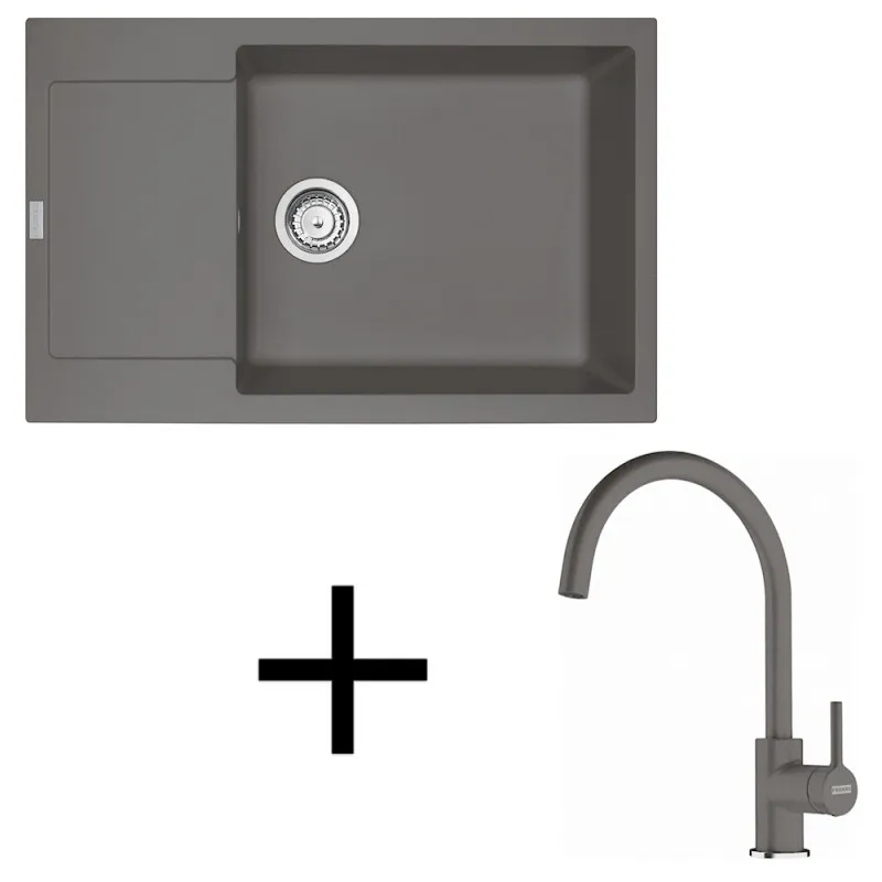 Ensemble G277 Évier en grès Franke MRG 611-78 BB + Robinet FC 6018 LINA / Gris pierre