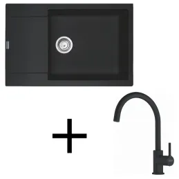 Ensemble G277 Évier en grès Franke MRG 611-78 BB + Robinet FC 6018 LINA / Noir mat