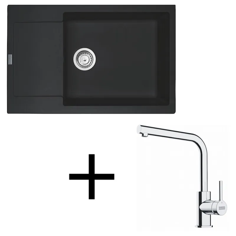 Set G277 Évier en grès Franke MRG 611-78 BB + robinet FS 3230 / Noir mat