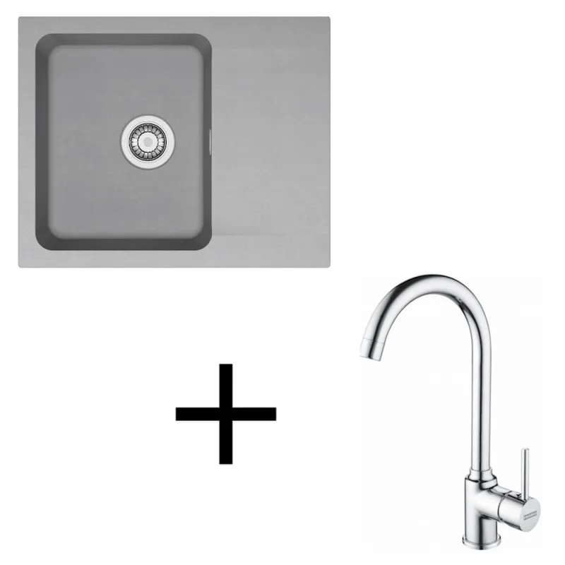 Ensemble T94 évier en tectonite Franke OID 611-62 + robinet FP 9000 / Gris
