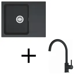 Ensemble T118 Évier en tectonite Franke OID 611-62 + Robinet FC 6018 / Noir