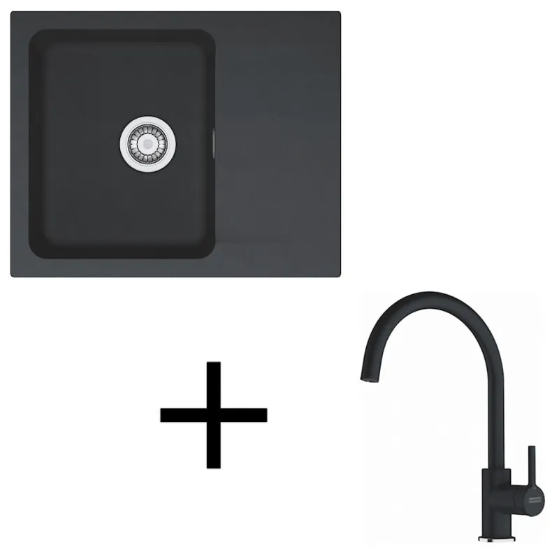 Ensemble T118 Évier en tectonite Franke OID 611-62 + Robinet FC 6018 / Noir